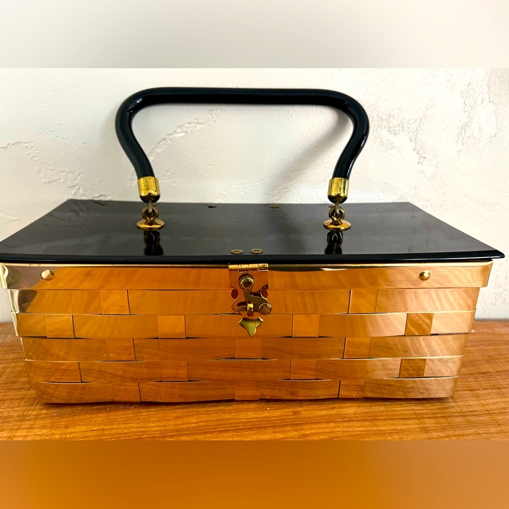 Vintage Art Deco Box Purse Metal & Bakelite “Dorset Rex Off 5th Ave NY”